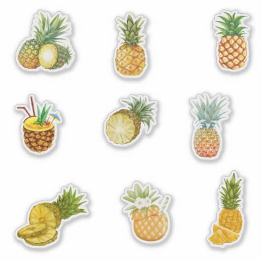 Waterverf Ananas Sticker (Voorkant)