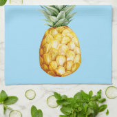 Waterverf Ananas Summer Tropical Blue Theedoek (Gevouwen)