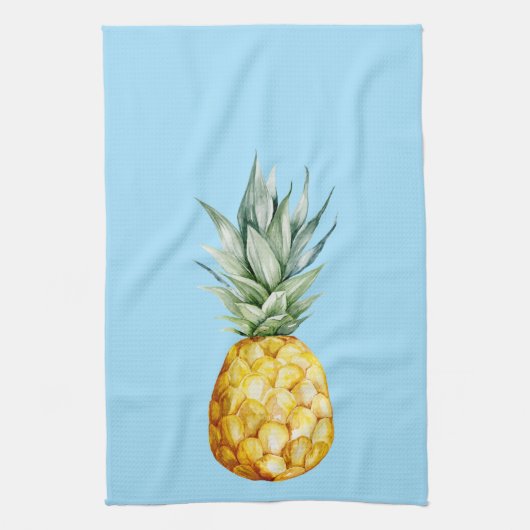 Waterverf Ananas Summer Tropical Blue Theedoek (Verticaal)