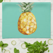 Waterverf Ananas Summer Tropical Blue Theedoek (Gevouwen)