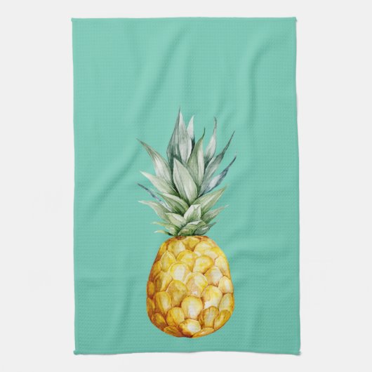 Waterverf Ananas Summer Tropical Blue Theedoek (Verticaal)