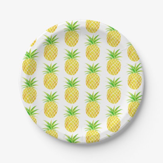 Waterverf ananas Tropisch Papieren Bordje (Voorkant)