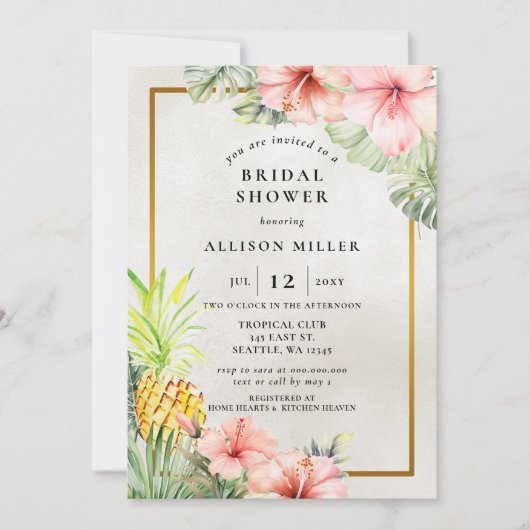 Waterverf ananas tropisch Vrijgezellenfeest Kaart (Voorkant)