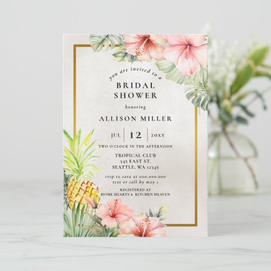 Waterverf ananas tropisch Vrijgezellenfeest Kaart (Staand voorkant)