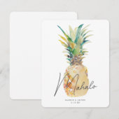 Waterverf Ananas Tropische Bestemming Bruiloft Bedankkaart (Voorkant / Achterkant)