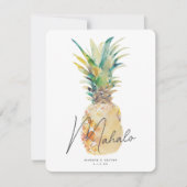 Waterverf Ananas Tropische Bestemming Bruiloft Bedankkaart (Voorkant)