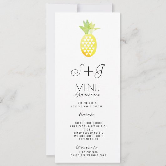 Waterverf Ananas Tropische Oase Fruit - Menu (Voorkant)