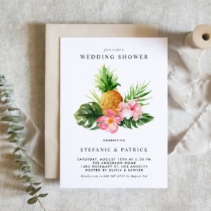 Waterverf Ananas Tropische Trouw Bruiloftsfeest Kaart