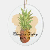 Waterverf ananas tropische zomer bruiloft foto keramisch ornament (Links)