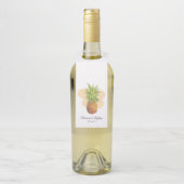 Waterverf Ananas Tropische Zomerbruiloft Flessenhanger (Op fles)