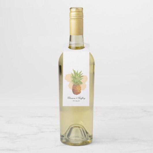 Waterverf Ananas Tropische Zomerbruiloft Flessenhanger (Op fles)