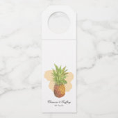 Waterverf Ananas Tropische Zomerbruiloft Flessenhanger (Voorkant)