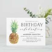 Waterverf Ananas Verjaardagsfeestje Kaart (Staand voorkant)