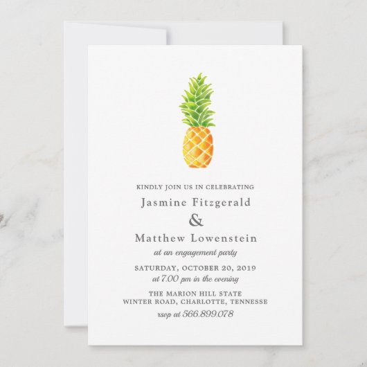 Waterverf Ananas Verlovingsfeest Kaart (Voorkant)