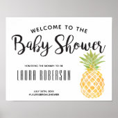 Waterverf ananas | Welkomstteken Baby shower Poster (Voorkant)