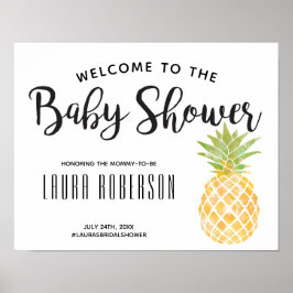 Waterverf ananas | Welkomstteken Baby shower Poster