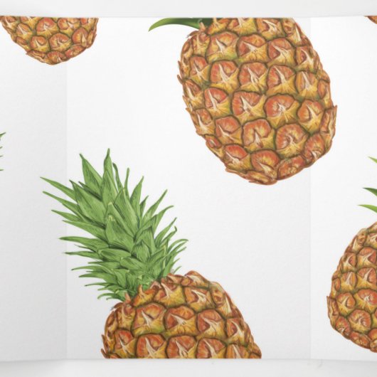 Waterverf ananaspatroon 1 drieluik wenskaart (Binnenkant midden)