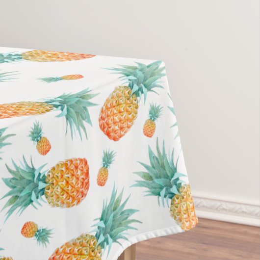 Waterverf ananassen Patroon op wit Tafelkleed (Voorbeeld)