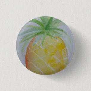 Waterverf ananasslebadge ronde button 3,2 cm