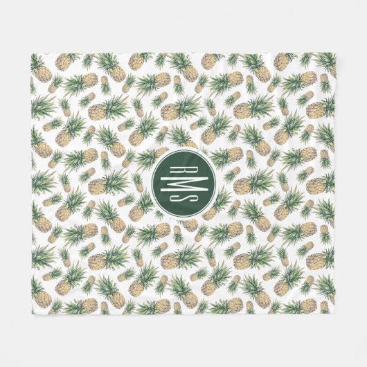 Waterverf ananasslepatroon fleece deken (Voorkant (Horizontaal))