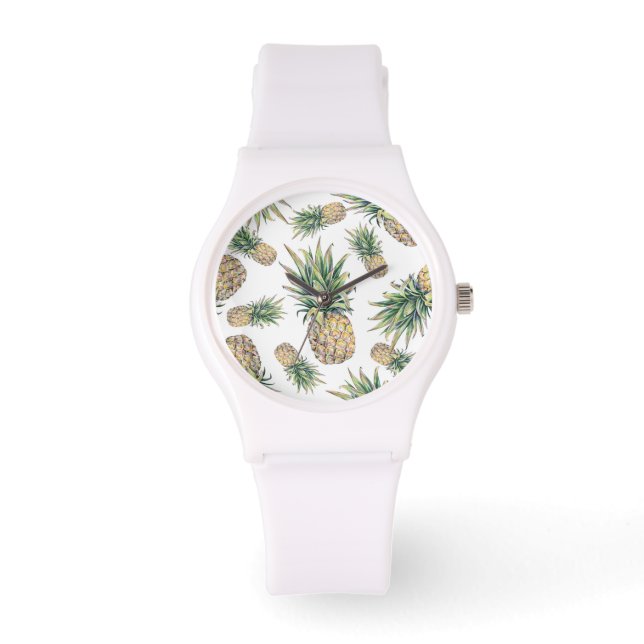 Waterverf ananasslepatroon horloge (Voorkant)