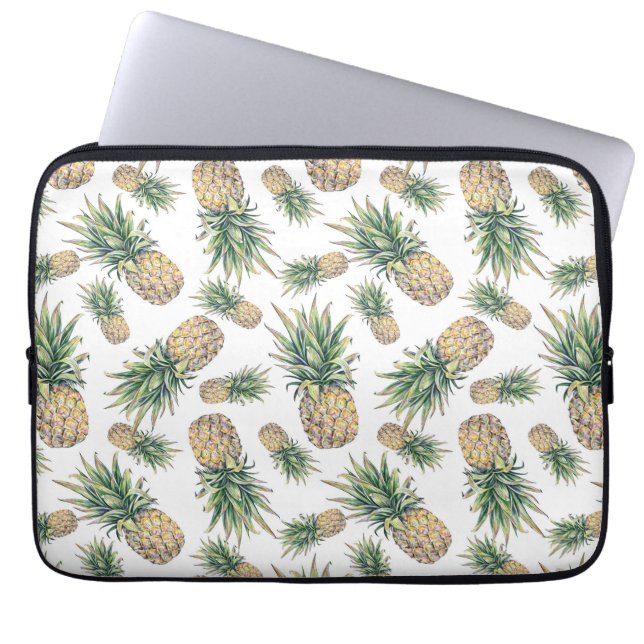 Waterverf ananasslepatroon laptop sleeve (Voorkant)