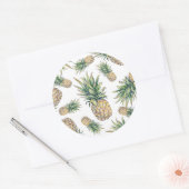 Waterverf ananasslepatroon ronde sticker (Envelop)
