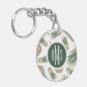 Waterverf ananasslepatroon sleutelhanger (Voorkant Links)