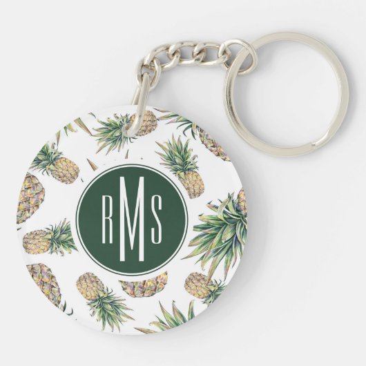 Waterverf ananasslepatroon sleutelhanger (Achterkant)