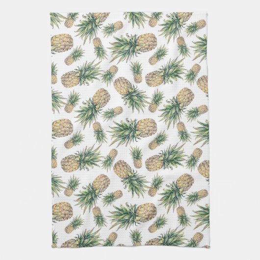 Waterverf ananasslepatroon theedoek (Verticaal)