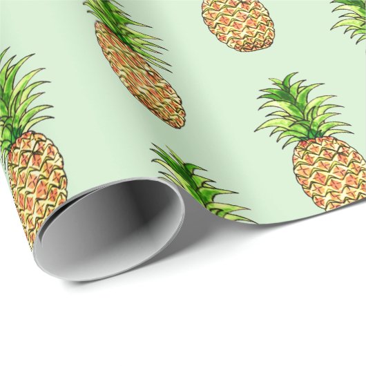 waterverf ananastekening cadeaupapier (Rol Hoek)