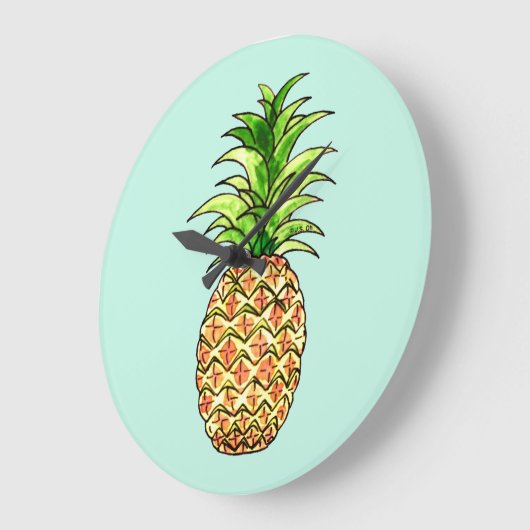 waterverf ananastekening grote klok (Hoek)