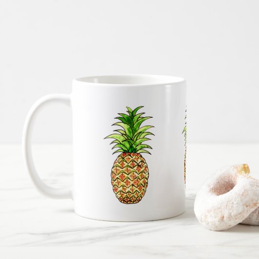 waterverf ananastekening koffiemok (Met donut)