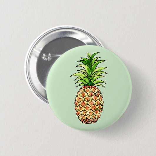 waterverf ananastekening ronde button 5,7 cm (Voorkant /achterkant)