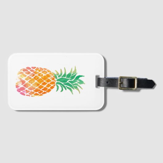 waterverf ananasvrucht bagagelabel (Voorkant (horizontaal))