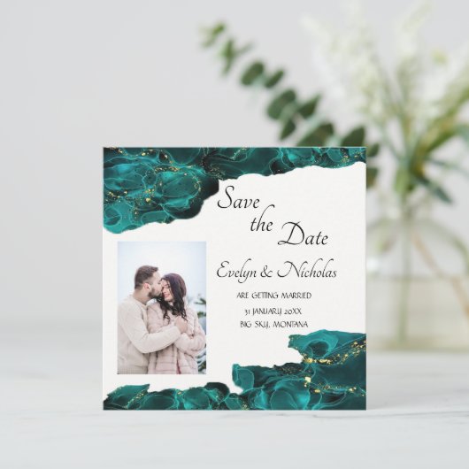 Waterverf Anastasia Bruiloft Save the Date (Staand voorkant)