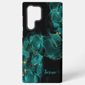 Waterverf Anastasia Zwart en Groen Samsung Galaxy Hoesje (Achterkant)