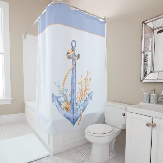 Waterverf Anchor Douchegordijn (In situ)