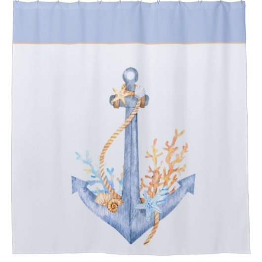 Waterverf Anchor Douchegordijn (Voorkant)