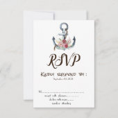 Waterverf Anchor Flowers Wedding RSVP Kaart (Voorkant)