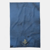 Waterverf Anchor Nautical Add Boat Name Navy Blue Theedoek (Verticaal)