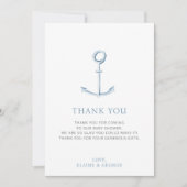Waterverf Anchor Nautical Blue Beach Baby shower Bedankkaart (Voorkant)