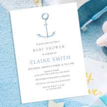 Waterverf Anchor Nautical Blue Beach Baby shower