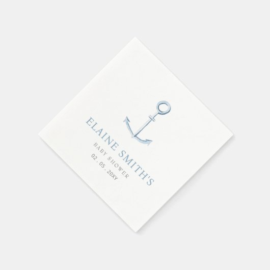 Waterverf Anchor Nautical Blue Beach Baby shower Servet (Hoek)