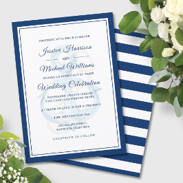 Waterverf Anchor Nautical Navy Classic Wedding Kaart