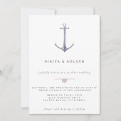 Waterverf Anchor Nautical Wedding Uitnodiging (Voorkant)