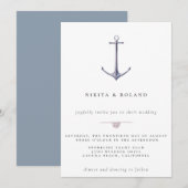 Waterverf Anchor Nautical Wedding Uitnodiging (Voorkant / Achterkant)