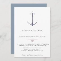 Waterverf Anchor Nautical Wedding Uitnodiging