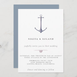 Waterverf Anchor Nautical Wedding Uitnodiging