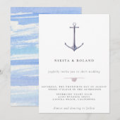 Waterverf Anchor Nautical Wedding Uitnodiging (Voorkant / Achterkant)